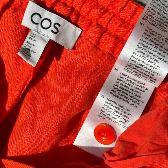 COS orange high-waisted linen shorts - Picture 4 of 6